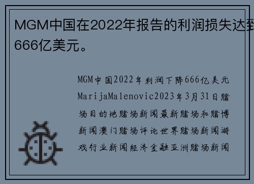 MGM中国在2022年报告的利润损失达到666亿美元。